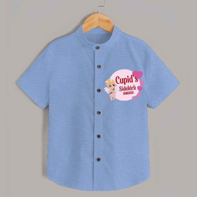 Cupid's SideKick - Customized Shirt For Kids With Name - SKY BLUE - 0 - 6 Months Old (Chest 23")