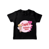 Cupid's SideKick - Customized T-Shirt For Kids With Name - BLACK - 0-5 Months Old (Chest 17")