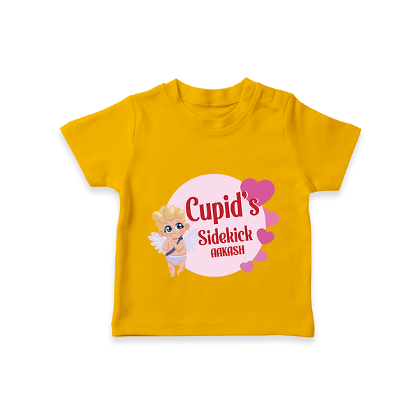 Cupid's SideKick - Customized T-Shirt For Kids With Name - CHROME YELLOW - 0-5 Months Old (Chest 17")