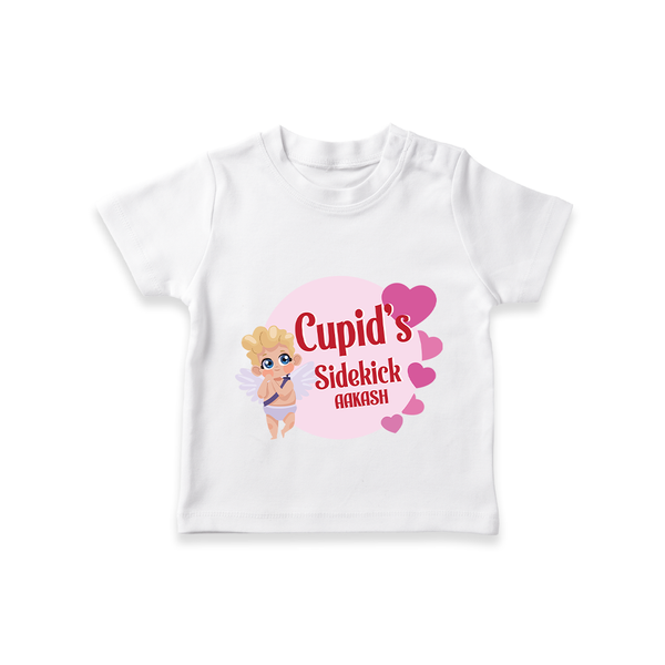 Cupid's SideKick - Customized T-Shirt For Kids With Name - WHITE - 0-5 Months Old (Chest 17")