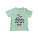 Hugs, Kisses & Valentine Wishes - Customized T-Shirt For Kids With Name - MINT GREEN - 0-5 Months Old (Chest 17")