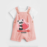 Tiny Hands, Big Heart - Customized Dungaree Set For Kids With Name - PEACH - 0 - 5 Months Old (Chest 18")