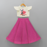 Tiny Hands, Big Heart - Customized Crop Top And Skirt For Kids With Name - FUSCHIA - 6 - 9 Months Old (Chest 20" , Frock Waist 20")