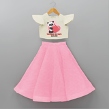 Tiny Hands, Big Heart - Customized Crop Top And Skirt For Kids With Name - PINK - 6 - 9 Months Old (Chest 20" , Frock Waist 20")