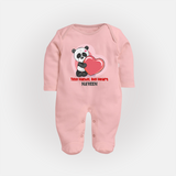 Tiny Hands, Big Heart - Customized Sleep Suit For Babies With Name - BABY PINK - New Born (Chest 7.5")