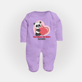 Tiny Hands, Big Heart - Customized Sleep Suit For Babies With Name - LILAC - New Born (Chest 7.5")