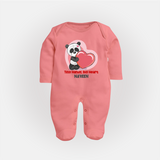 Tiny Hands, Big Heart - Customized Sleep Suit For Babies With Name - PEACH - New Born (Chest 7.5")