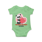 Tiny Hands, Big Heart - Customized Romper For Babies With Name - GREEN - 0 - 3 Months Old (Chest 16")