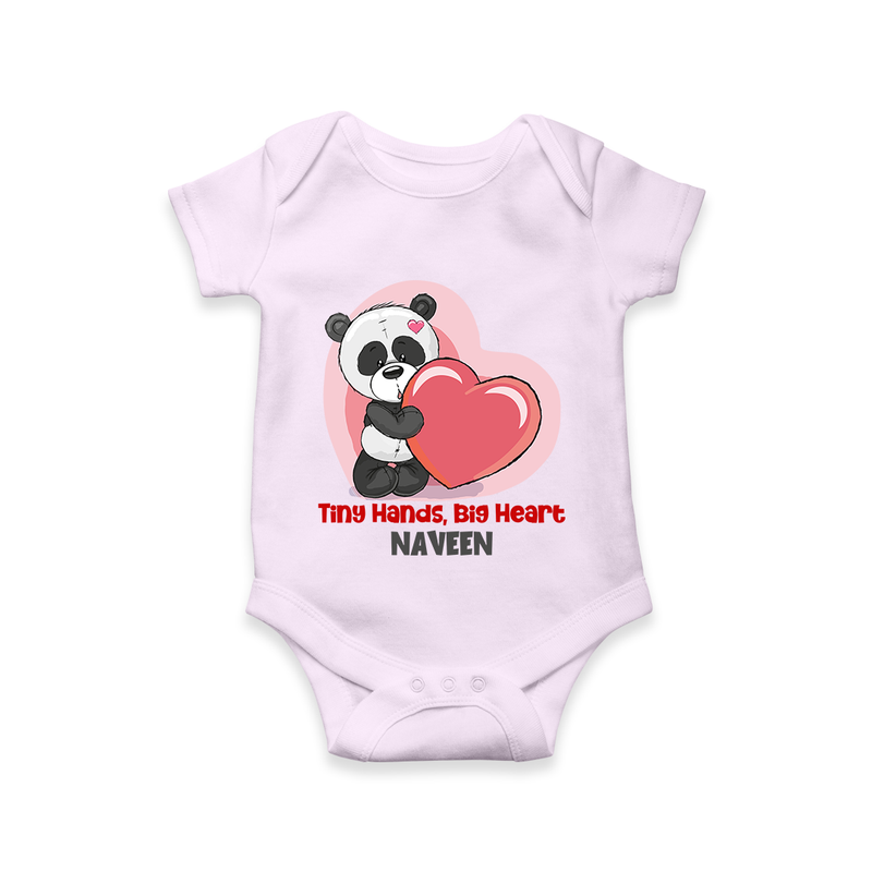 Tiny Hands, Big Heart - Customized Romper For Babies With Name - LILAC - 0 - 3 Months Old (Chest 16")