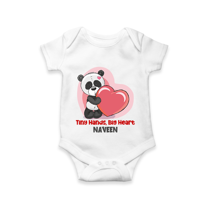 Tiny Hands, Big Heart - Customized Romper For Babies With Name - WHITE - 0 - 3 Months Old (Chest 16")