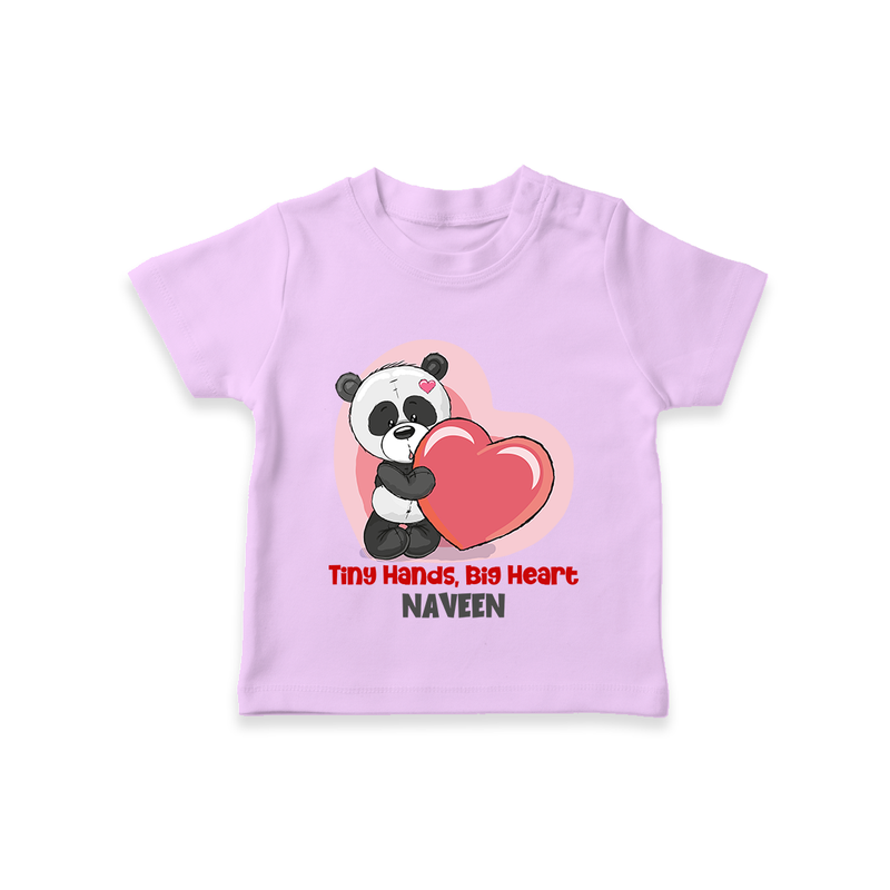 Tiny Hands, Big Heart - Customized T-Shirt For Kids With Name - LILAC - 0-5 Months Old (Chest 17")