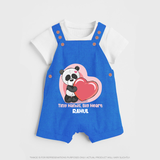 Tiny Hands, Big Heart - Customized Dungaree Set For Kids With Name - COBALT BLUE - 0 - 5 Months Old (Chest 18")