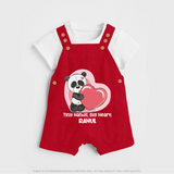 Tiny Hands, Big Heart - Customized Dungaree Set For Kids With Name - RED - 0 - 5 Months Old (Chest 18")