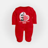 Tiny Hands, Big Heart - Customized Sleep Suit For Babies With Name - RED - New Born (Chest 7.5")