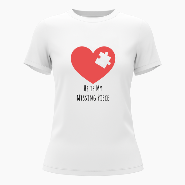 He is my missing piece matching couplesT-Shirt - WHITE - Small (Chest 36")