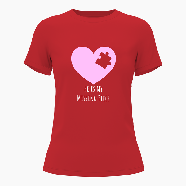 He is my missing piece matching couplesT-Shirt - RED - Small (Chest 36")