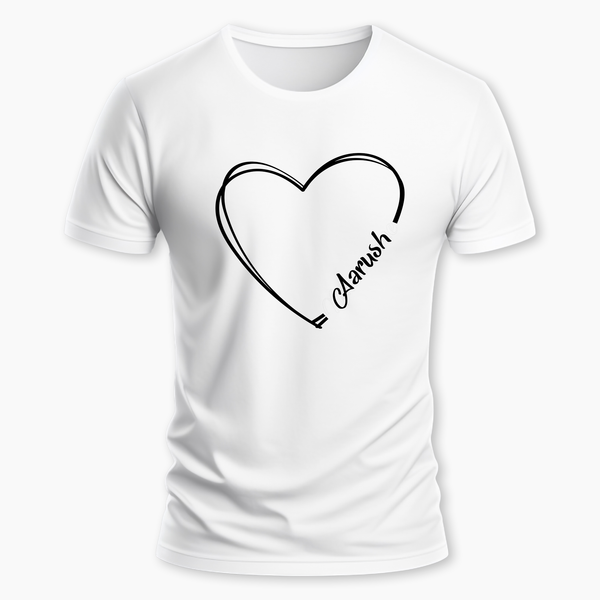 Personalized Name heart Valentines day T-Shirt - WHITE - Small (Chest 36")