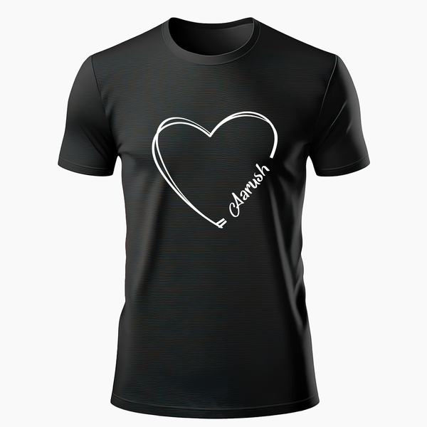 Personalized Name heart Valentines day T-Shirt - BLACK - Small (Chest 36")