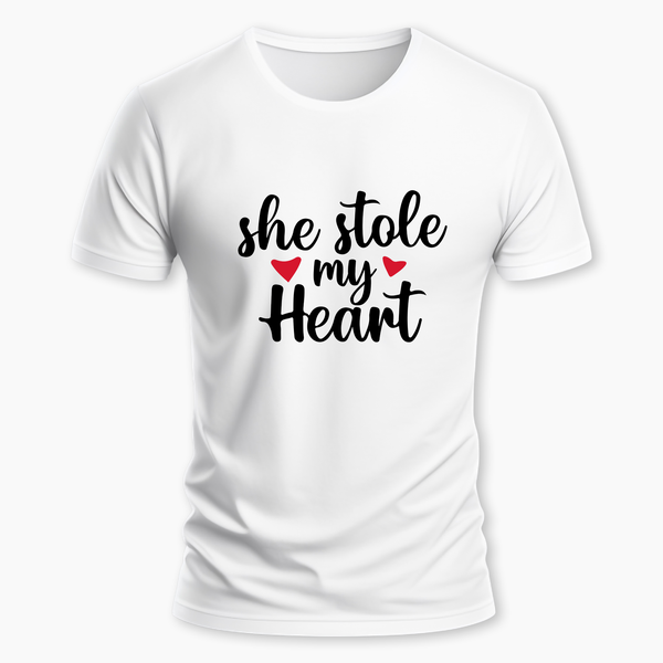 She stole my heart matching couplesT-Shirt - WHITE - Small (Chest 36")