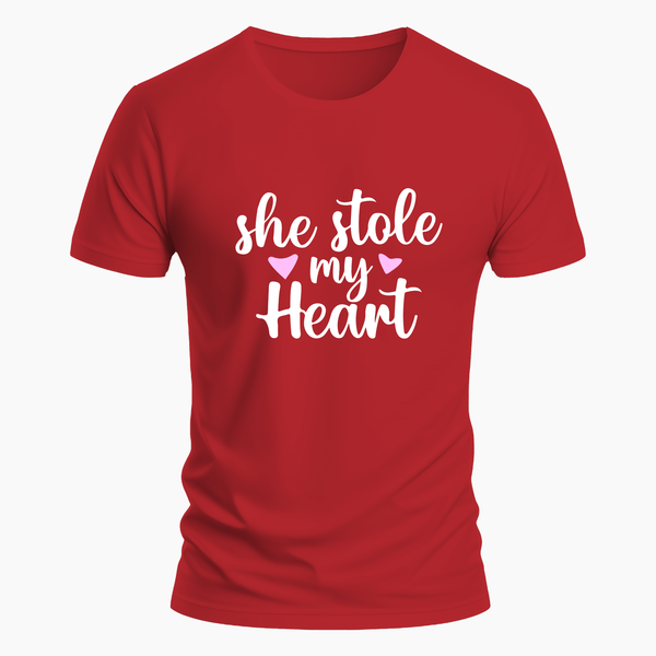 She stole my heart matching couplesT-Shirt - RED - Small (Chest 36")