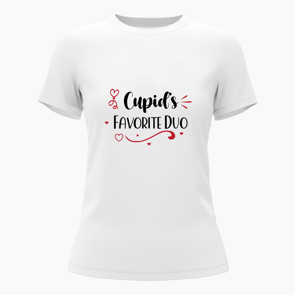 Cupid's favorite duo matching couplesT-Shirt - WHITE - Small (Chest 36")