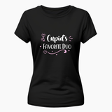 Cupid's favorite duo matching couplesT-Shirt - BLACK - Small (Chest 36")
