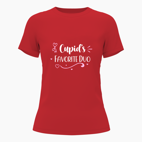 Cupid's favorite duo matching couplesT-Shirt - RED - Small (Chest 36")