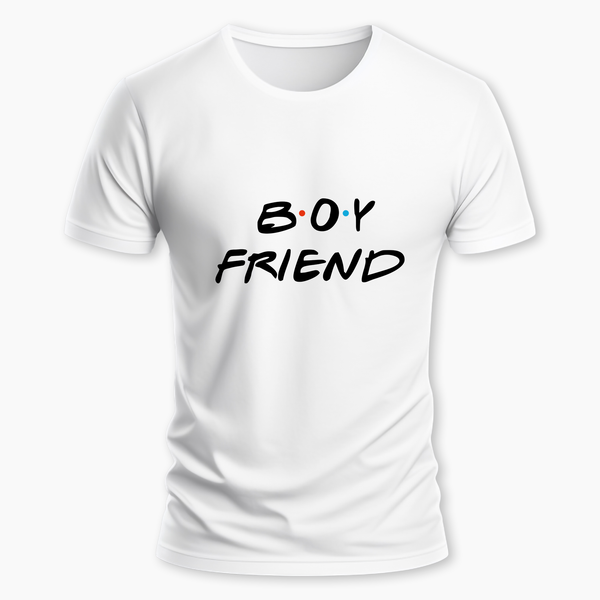 Boy friend matching couplesT-Shirt - WHITE - Small (Chest 36")