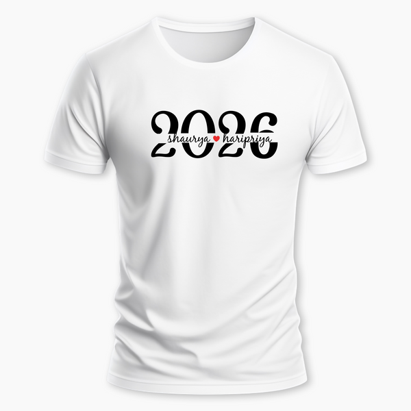 Matching Couple Year and Name T-Shirt Duo Pack