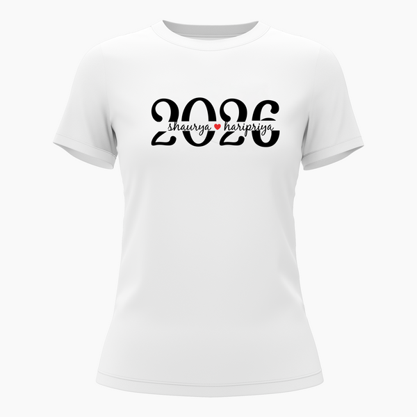 Matching Couple Year and Name T-Shirt Duo Pack