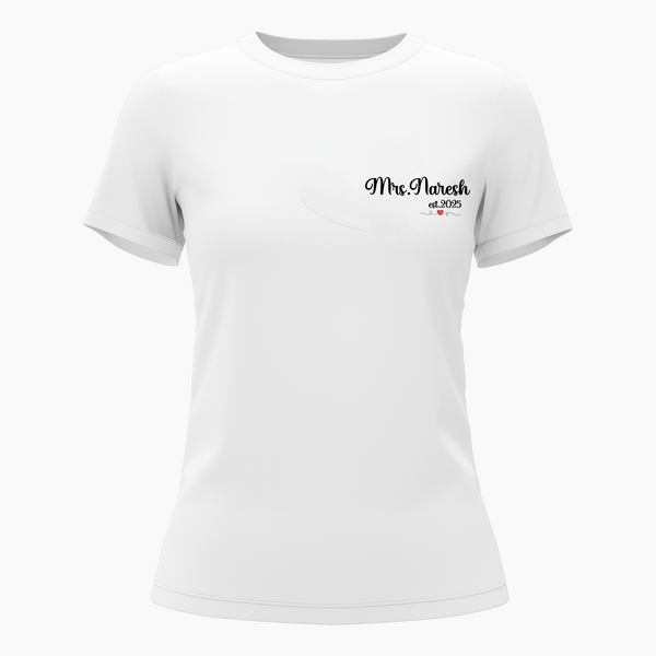 Mrs and Mr Custom T-shirt - WHITE - Small (Chest 36")