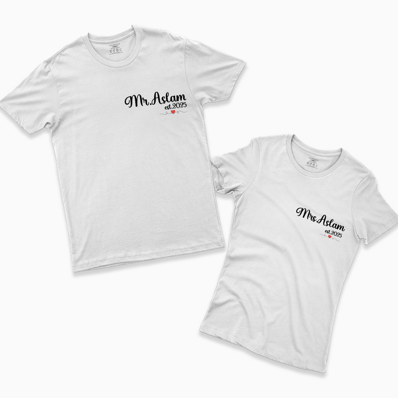 His and Hers Matching Cotton T-Shirts – Romantic Gift Idea