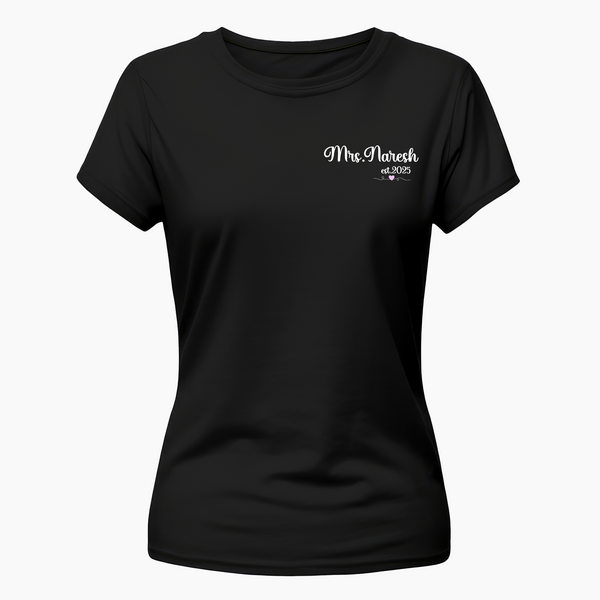 Mrs and Mr Custom T-shirt - BLACK - Small (Chest 36")