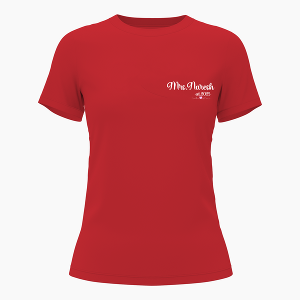 Mrs and Mr Custom T-shirt - RED - Small (Chest 36")
