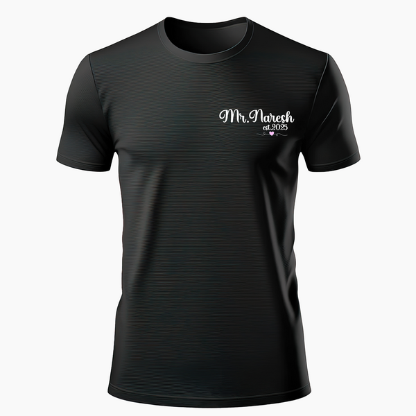 Mrs and Mr Personalized T-shirt - BLACK - Small (Chest 36")