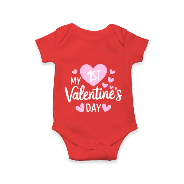 my 1st valentine's day Family Combo Baby Romper - RED - New Born (Chest 14")