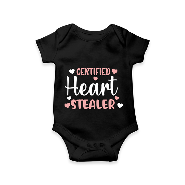 Certified Heart stealer Family Combo Baby Romper - BLACK - New Born (Chest 14")