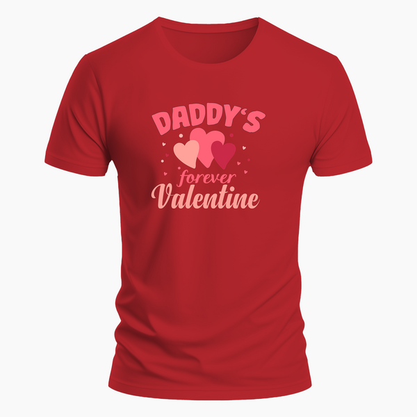 Daddy's forever Valentine Family Combo T-Shirt - RED - Small (Chest 36")