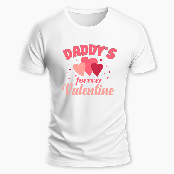 Daddy's forever Valentine Family Combo T-Shirt - WHITE - Small (Chest 36")