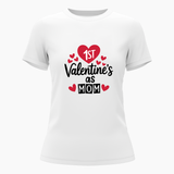 1st valentine's as Mom Family Combo T-Shirt - WHITE - Small (Chest 36")