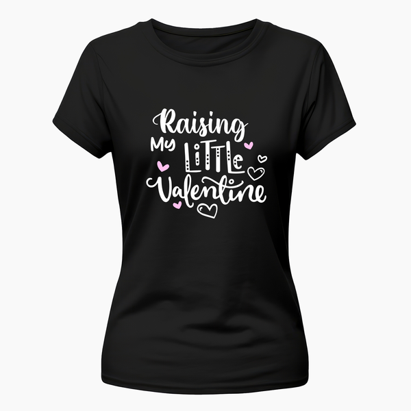 Raising my little Valentine Family Combo T-Shirt - BLACK - Small (Chest 36")