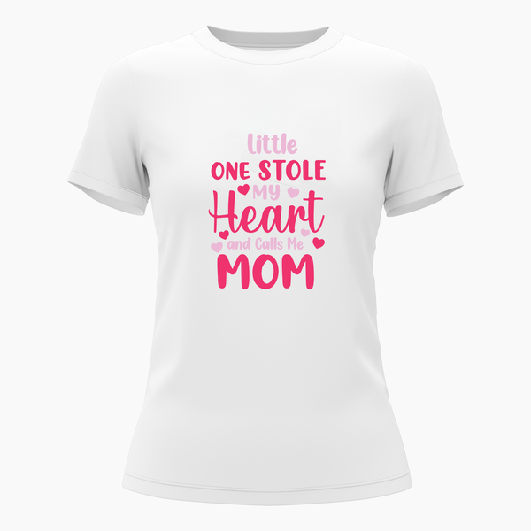 Little one stole my heart and calls me mom Family Combo T-Shirt - WHITE - Small (Chest 36")