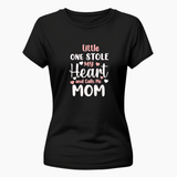 Little one stole my heart and calls me mom Family Combo T-Shirt - BLACK - Small (Chest 36")