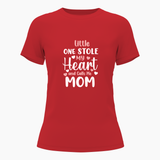 Little one stole my heart and calls me mom Family Combo T-Shirt - RED - Small (Chest 36")