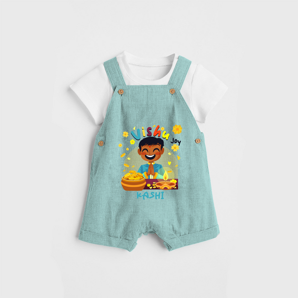"Step into vibrant hues with our "Vishu Joy" Customised Dungaree for Kids - AQUA GREEN - 0 - 3 Months Old (Chest 17")