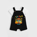 "Step into vibrant hues with our "Vishu Joy" Customised Dungaree for Kids - BLACK - 0 - 3 Months Old (Chest 17")