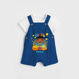 "Step into vibrant hues with our "Vishu Joy" Customised Dungaree for Kids - COBALT BLUE - 0 - 3 Months Old (Chest 17")