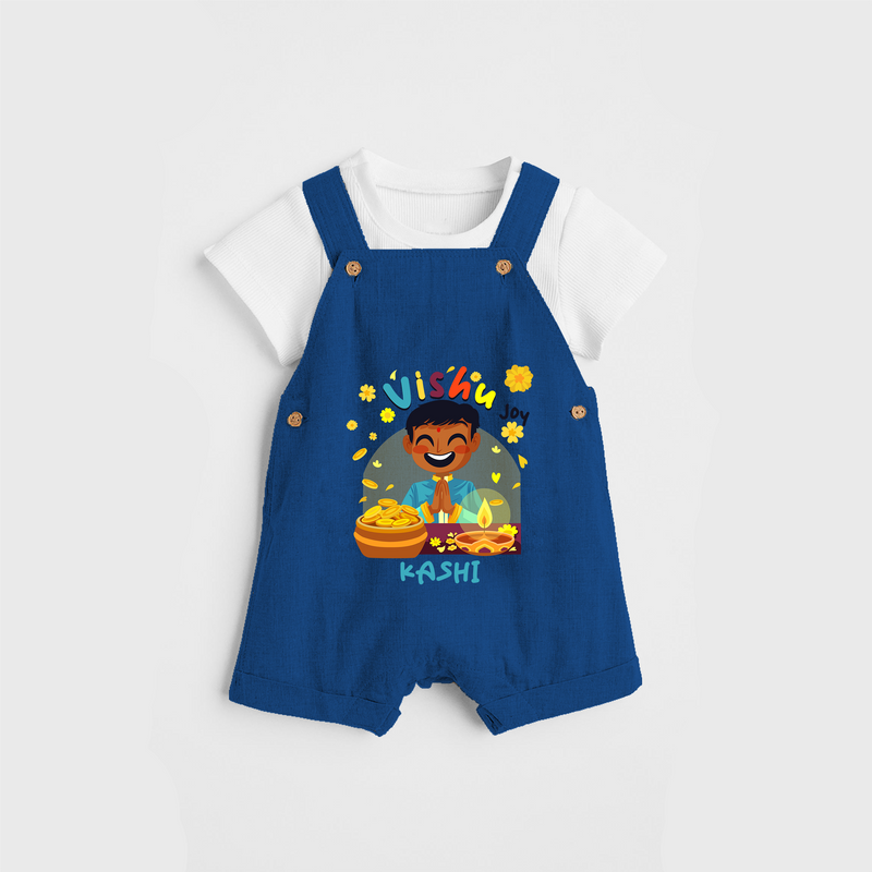 "Step into vibrant hues with our "Vishu Joy" Customised Dungaree for Kids - COBALT BLUE - 0 - 3 Months Old (Chest 17")