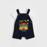 "Step into vibrant hues with our "Vishu Joy" Customised Dungaree for Kids - NAVY BLUE - 0 - 3 Months Old (Chest 17")