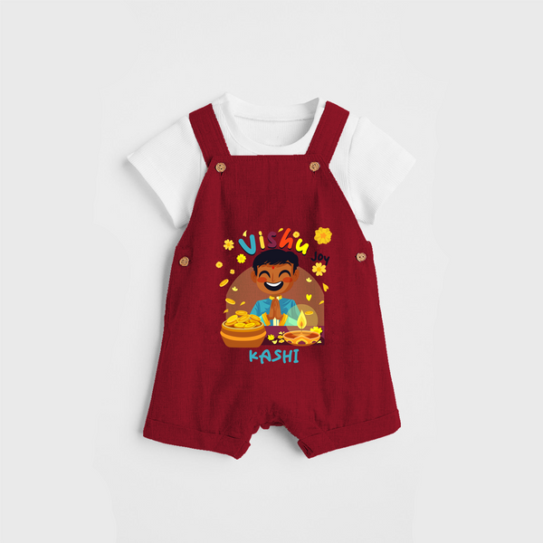 "Step into vibrant hues with our "Vishu Joy" Customised Dungaree for Kids - RED - 0 - 3 Months Old (Chest 17")